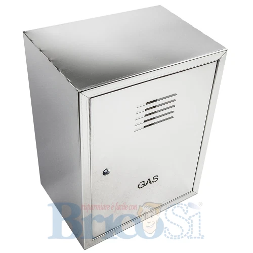 Cassetta Contatore Gas In Lamiera Zincata – H70xL45xP25 Cm Con Sportello E Serratura, Apertura Posteriore