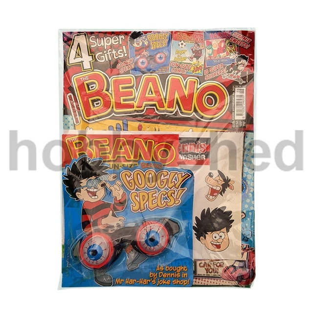 THE BEANO COMIC 3521 + FREE GIFTS: Googly Specs/Fun-Size 303/Gnasher Stickers