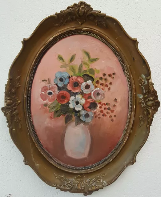 Wunderschönes Ölgemälde mit Rahmen Malerei Oil Painting Stillleben Blumen