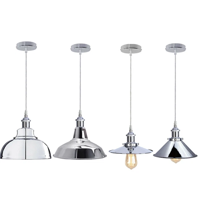 Retro Modern Vintage Chrome Ceiling Pendant Industrial Light Shade Chandelier