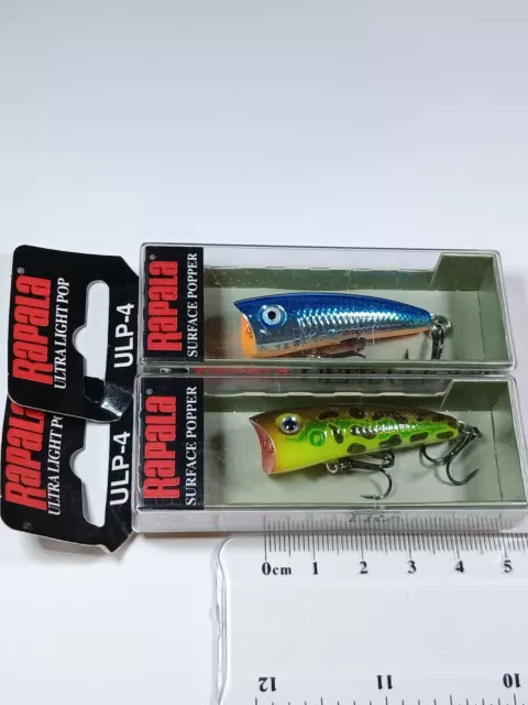 Rapala fishing lures pair of Finese series, ULP-4 Ultra Light Pop surface popper