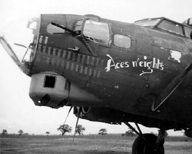 Boeing B-17 Flying Fortress “Aces n’ Eights” nose art 8x10 WWII WW2 Photo 50b