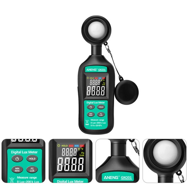 Illuminometro misuratore lumen misuratore digitale indicatore di luminosità nero