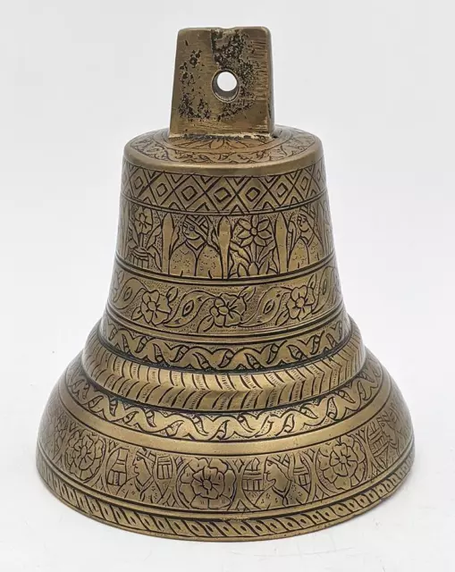 QAJAR PERSIAN ANTIQUE ENGRAVED BRASS BELL c1900