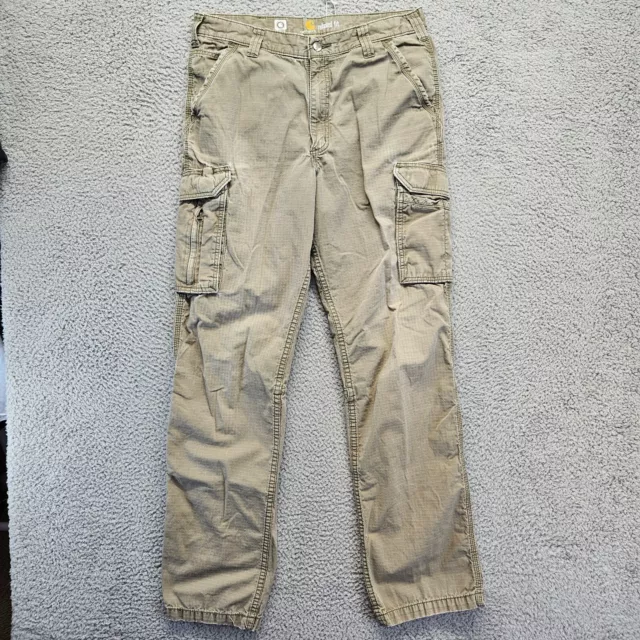 CARHARTT FORCE PANTS Mens Size 34x36 Green Ripstop Relaxed Fit Cargo ...