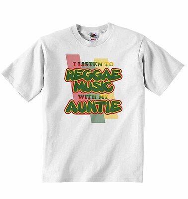 Io ascolto musica reggae con My Auntie-Ragazzi Ragazze T-shirt tees BABY REGALI