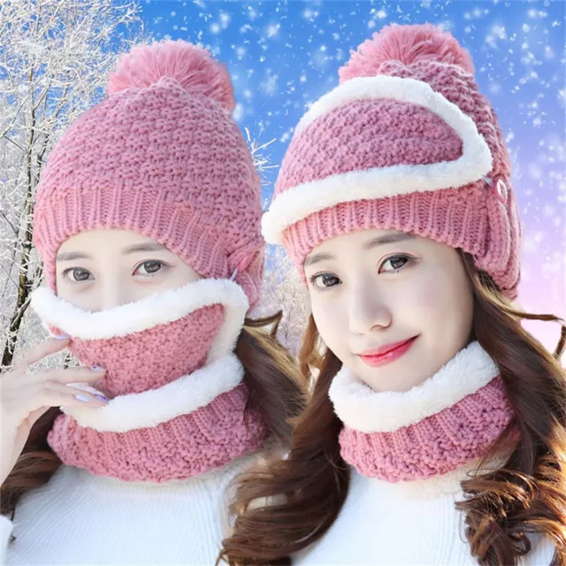 Scarves Neck Warmer Warm Hat Scarf Mask Set Women Beanie Winter Snow Ski Cap