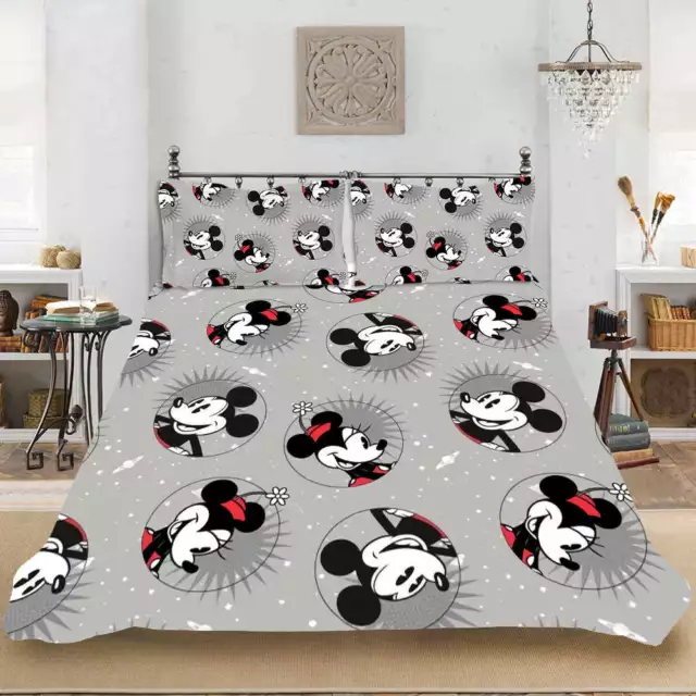 Wonderful Mickey Mouse Classic 3D Quilt Duvet Doona Cover Set Pillow case Print