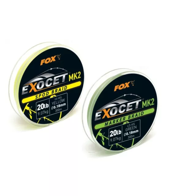 Fox Exocet MK2 Spod and Marker Braid 20lb 300m - 2 per order