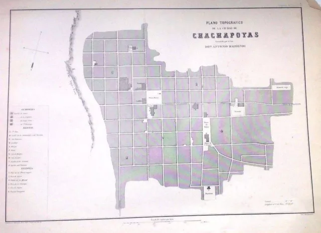 Pérou, Plat de La Ville De Chapapoyas.paz Soldán.geografía De L'Pérou 1865