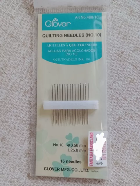 Clover 15X Quilting Needles # 10 46810 Made In Japan High Quality