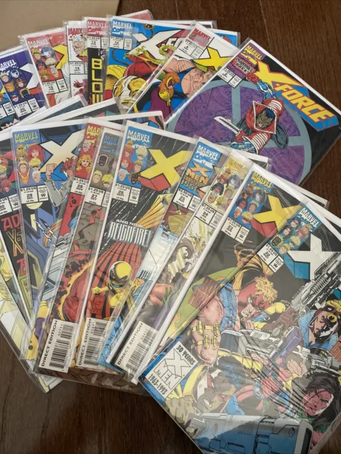 X-Force Comic Lot Issues 2-32 1991 Marvel Deadpool Domino lot of 19 books
