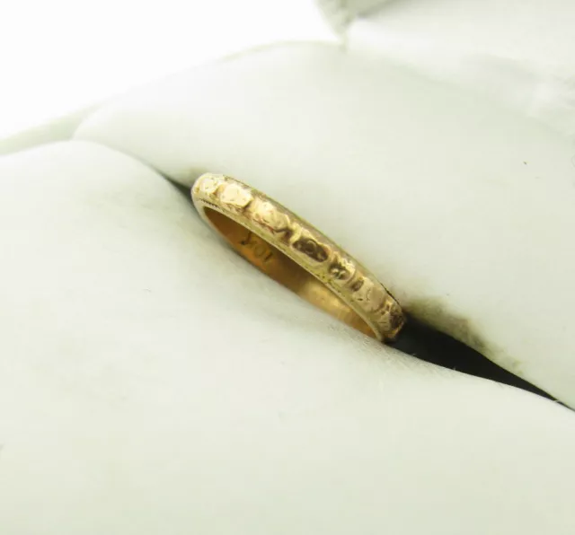 Antique 10k Yellow Gold 2mm Eternity Floral Baby Child Mid Pinky Band Ring