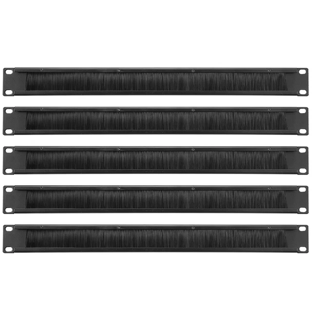 Brush Cable Manager 1U, 19 Inch,  5 Pack Rack Mount Cable Management Panel