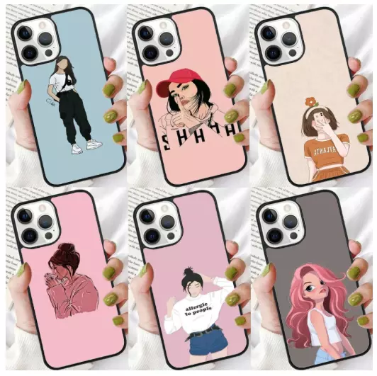 Cartoon Fashion Girl Selfie Coque Cover Case For iPhone 14 Pro Max 13 12 11 Xr 8