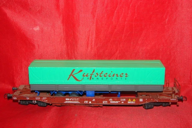 W374 - Wagon plat kangourou avec camions  NOVATRANS  - SNCF - ROCO HO - ref 44311A - Collection