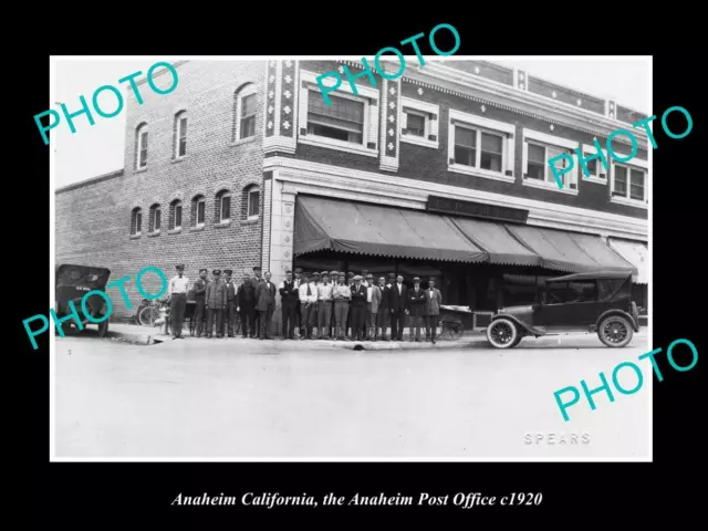 OLD 8x6 HISTORIC PHOTO OF ANAHEIM CALIFORNIA VIEW OF THE POST OFFICE c1920