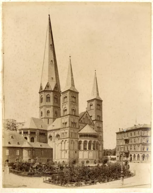 Allemagne, Bonn, basilique St Martin Vintage albumen print  Tirage albuminé