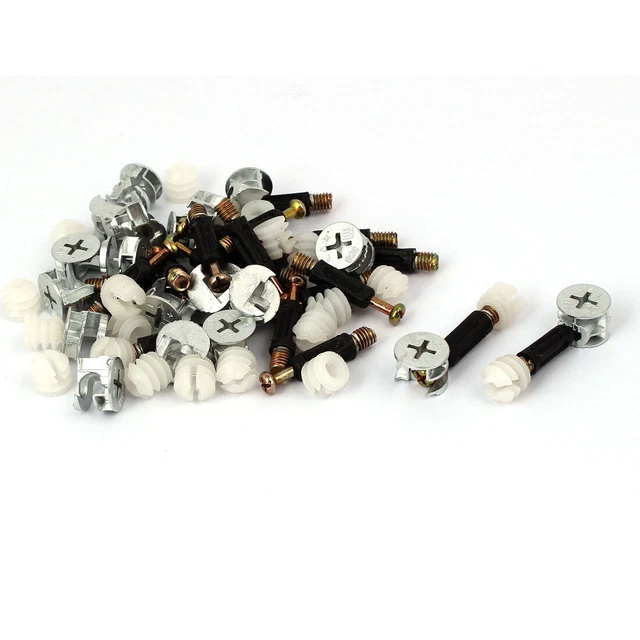 20 juegos de conexión de muebles 3 en 1 15 mm e.D. Tornillos de clavija 6x35mm 11mm e.D. Madre