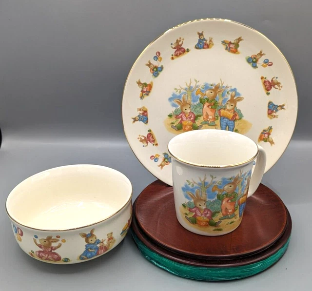 Vintage Easter LI'L Bunny Child's 3 Pc Set  Dish Pottery Made In Japan 1992 IOB