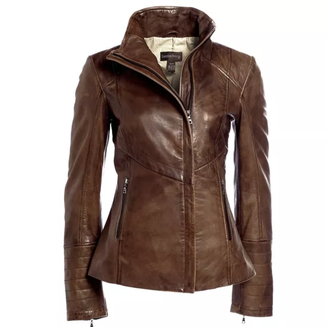 Custom Tailored Leather Jacket Women Vintage Brown Lambskin Made to Measure