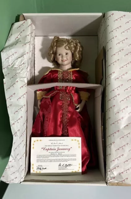 Shirley Temple Dress Up Doll Captain January Danbury Mint New In Box Red Dress