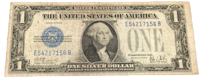 1934 one dollar silver certificate Blue Seal Funny Back