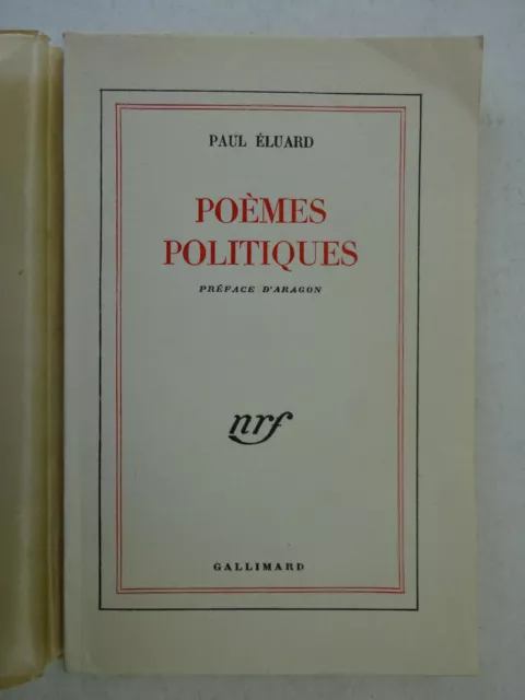 ELUARD (Paul). Poèmes politiques. Préface d'Aragon. Gallimard (1948). E.O. 1/54