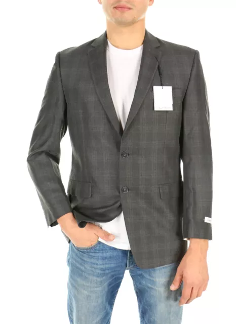 Calvin Klein 191580 Dark Grey Checked Sport Blazer Jacket $600 38R