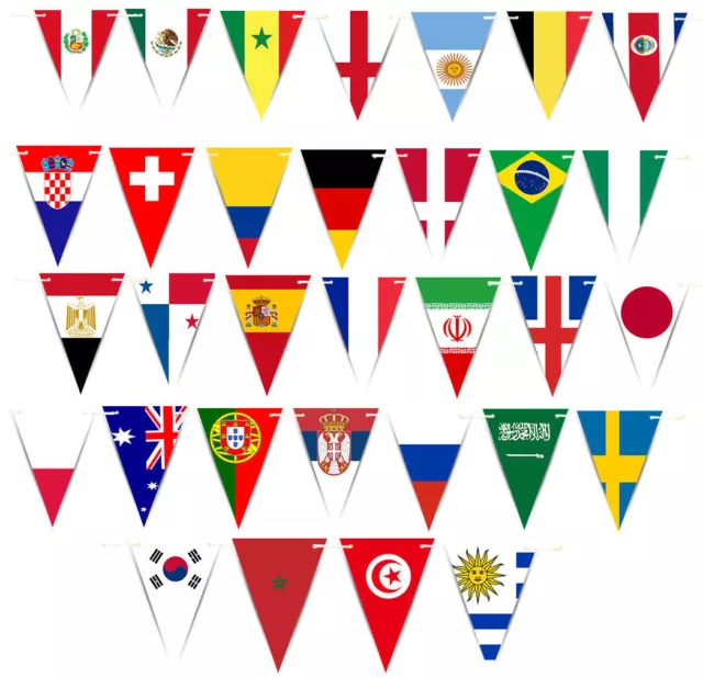 Top Quality 40FT Long 32 Flags OF The World Fabric Triangle Party Bunting