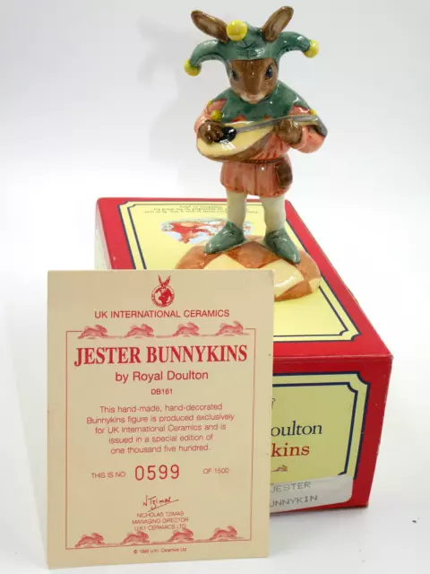 Royal Doulton Bunnykins Jester Db161 Figure Uki Boxed With Cert Ltd Edition