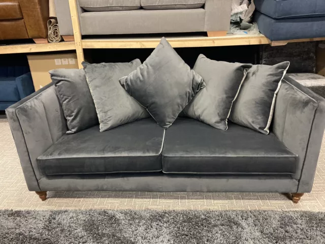 Swoon Style Willem/Bardot 3 Seater Sofa in Plush Grey Velvet RRP £1899 2