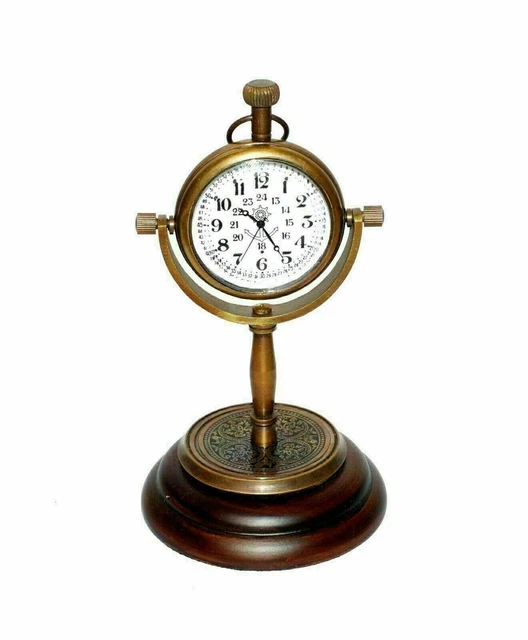 Schreibtisch Tisch Uhr Dekor Vintage Messing Nautisch Antique Maritime Marine