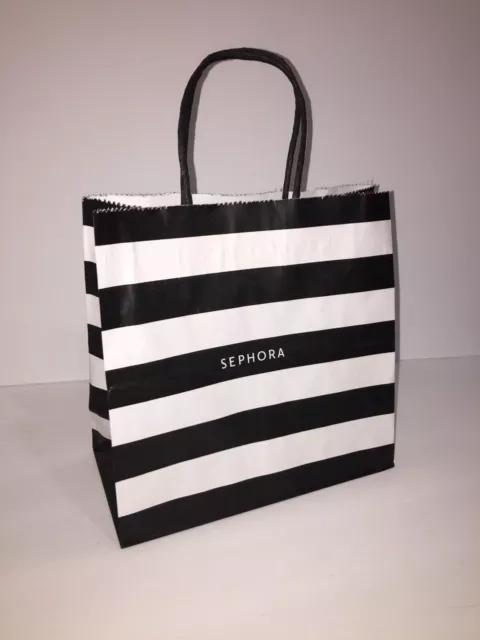 SEPHORA Black & White Striped Empty Paper Bag Small 8-3/8" x 8-3/8” x 4-1/4” in