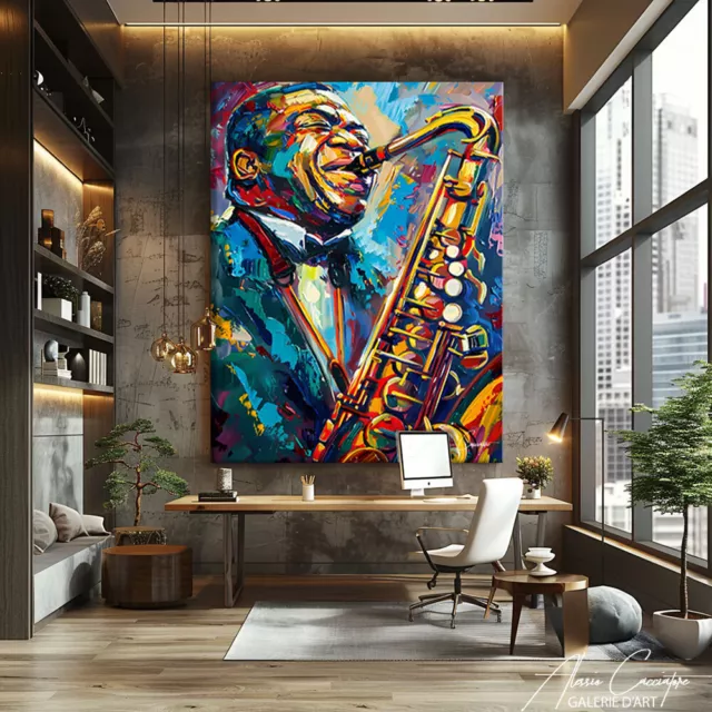 Bild Jazzspieler Musik Gemälde Leinwandbilder Moderne Kunst Abstrakte Wandkunst