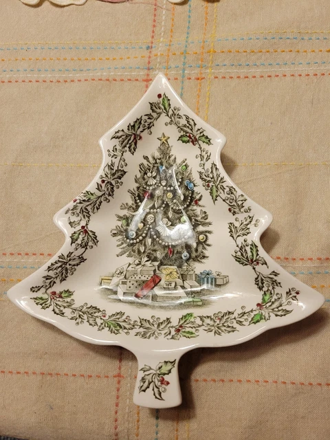 Johnson Brothers England Merry Christmas tree shaped candy nut dish