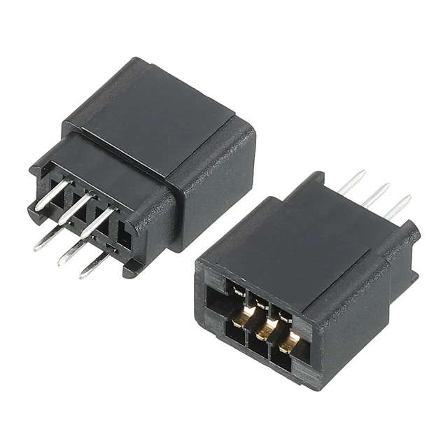 Scheda Bordo Connettore Nero Presa Destra Angolo 6 Perno 2.54mm Passo 2pz