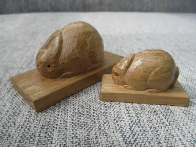 Robert Thompson Mouseman Interest. Rabbitman Heap 2 HAND CARVED OAK RABBITS 3