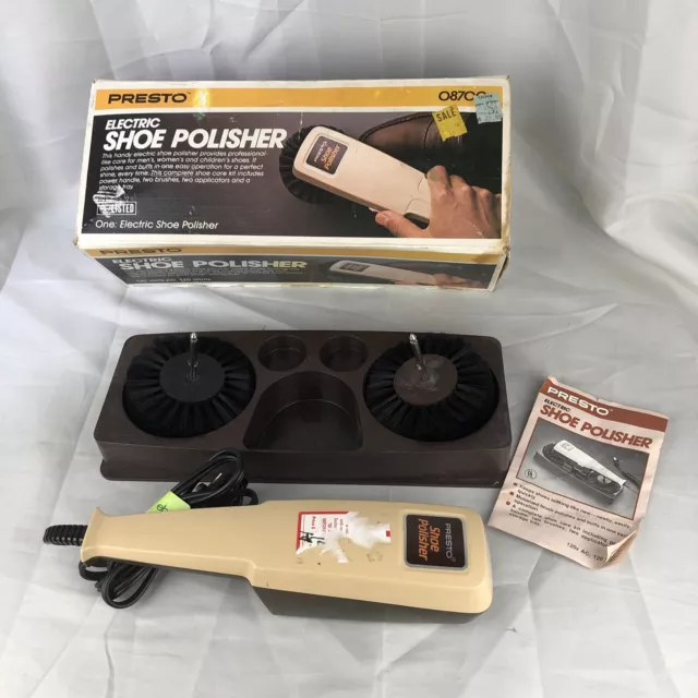 Vintage Presto Electric Corded Shoe Polisher Kit Model 08700 in original box