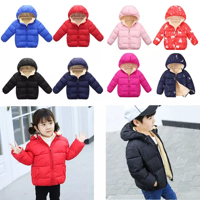 Kids Toddler Boy Girl Jacket Coat Hooded Outerwear Winter Warm Clothes Winter US