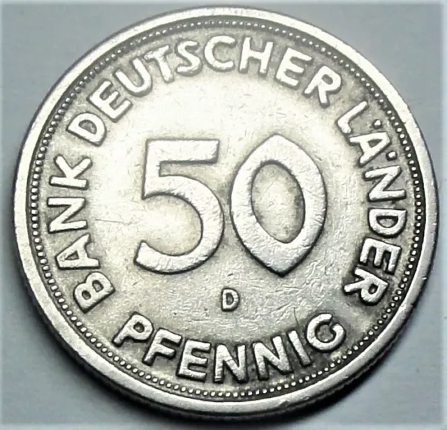 BR Deutschland 50 Pfennig 1949 D Bank Deutscher Länder  vz /xf mit Kapsel