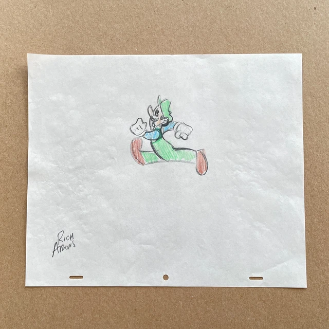 The Super Mario Bros Super Show (1989) Luigi Colored Production Drawing Signed