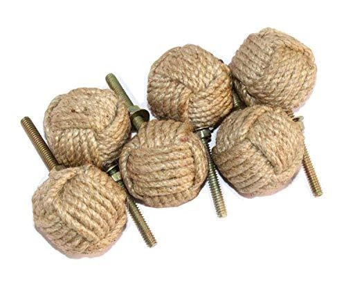 Lot de 6 boutons de tiroir en corde de jute pour étagère/armoire