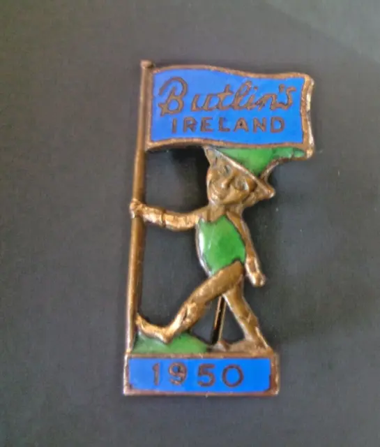Original Butlin / Butlins Badge - Ireland Mosney 1950 Blue & Green