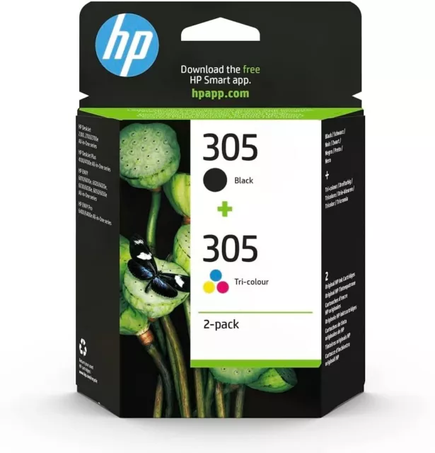 HP 305 Pack De 2 Cartouches D'Encre Noire et 3 Couleurs Authentiques 6ZD17AE