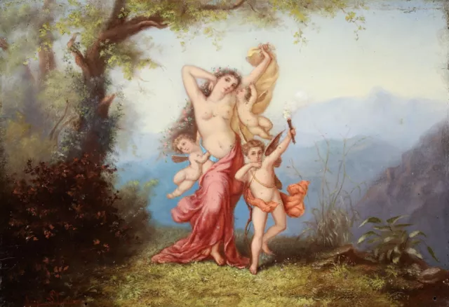 Louis Sterrer (1840-1890) Signed French Mythological Oil Panel - Venus & Cupidon