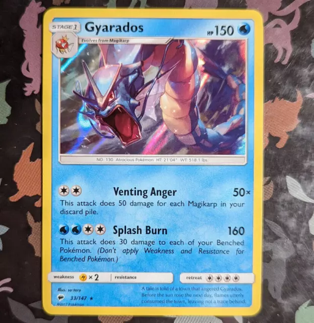 Gyarados 33/147 Holo Rare Sun & Moon Burning Shadows Pokemon Card Near Mint/Exc