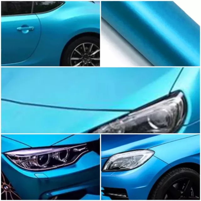 Matte Chrome Anodized Electric Blue Vinyl Car Wrap Sticker Decal Film Sheet Roll