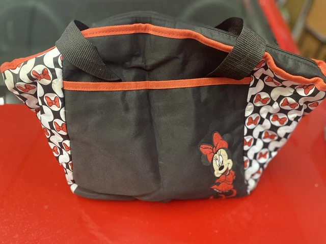 Disney Baby Mickey Mouse Diaper Travel Day Tote Bag Black Red 19”x12”