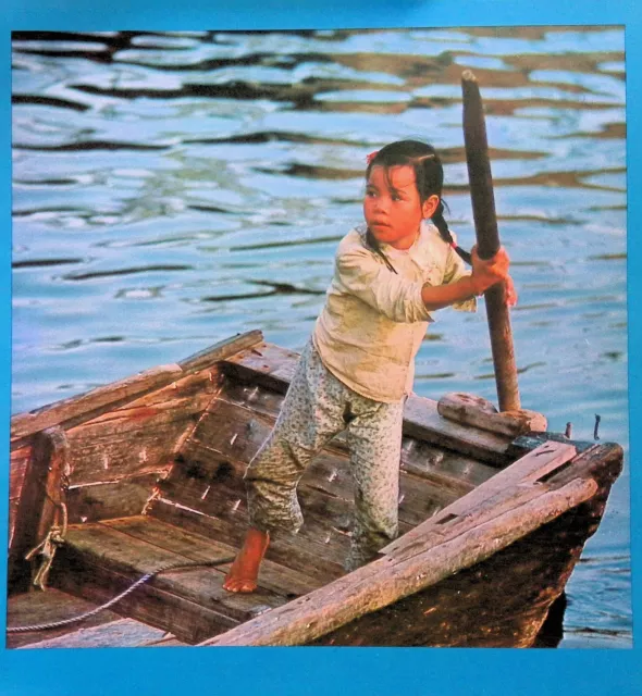 Child In A Boat "Children Of The Sea" Hong Kong 1970 ~11x12" Full-Color Print